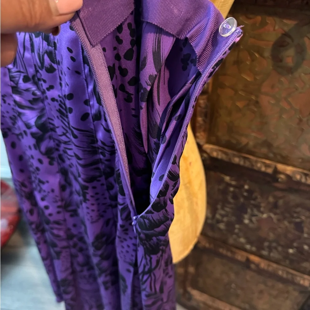Escada Asymmetrical Skirt in Vibrant Purple and‎ Black 42